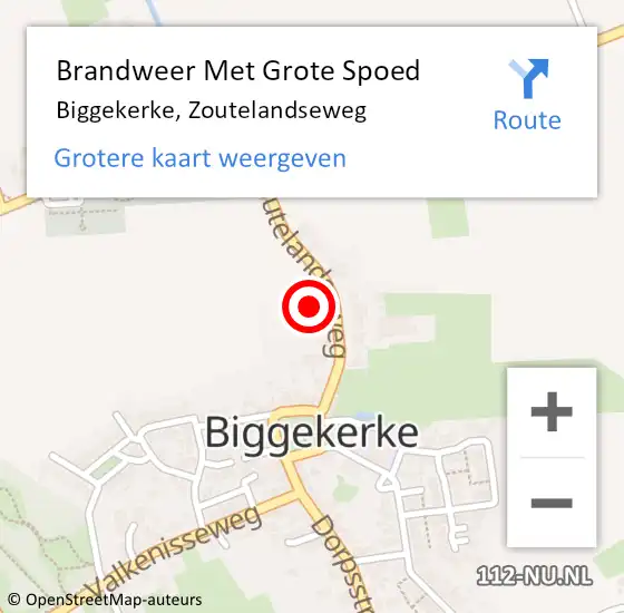 Locatie op kaart van de 112 melding: Brandweer Met Grote Spoed Naar Biggekerke, Zoutelandseweg op 5 juli 2021 21:40