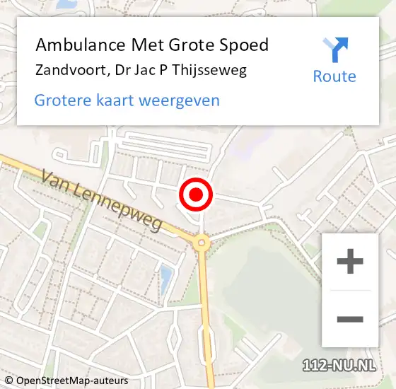 Locatie op kaart van de 112 melding: Ambulance Met Grote Spoed Naar Zandvoort, Dr Jac P Thijsseweg op 5 juli 2021 21:57