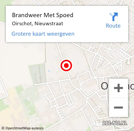 Locatie op kaart van de 112 melding: Brandweer Met Spoed Naar Oirschot, Nieuwstraat op 5 juli 2021 22:11