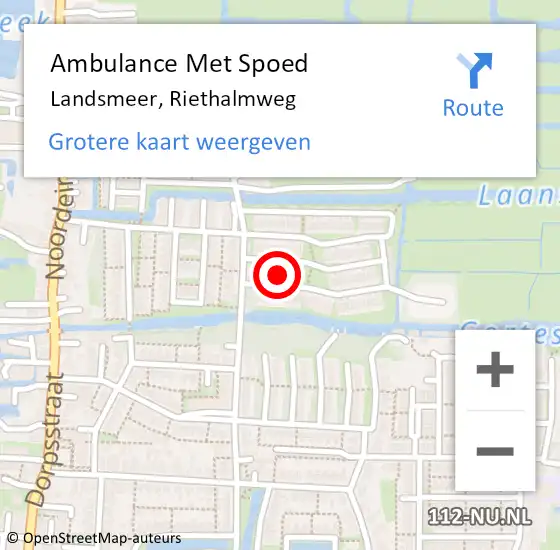 Locatie op kaart van de 112 melding: Ambulance Met Spoed Naar Landsmeer, Riethalmweg op 5 juli 2021 23:36