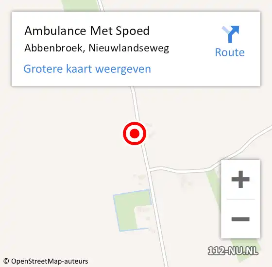 Locatie op kaart van de 112 melding: Ambulance Met Spoed Naar Abbenbroek, Nieuwlandseweg op 5 juli 2021 23:39