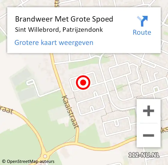 Locatie op kaart van de 112 melding: Brandweer Met Grote Spoed Naar Sint Willebrord, Patrijzendonk op 6 juli 2021 00:01