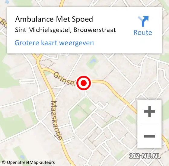 Locatie op kaart van de 112 melding: Ambulance Met Spoed Naar Sint Michielsgestel, Brouwerstraat op 15 juni 2014 14:10