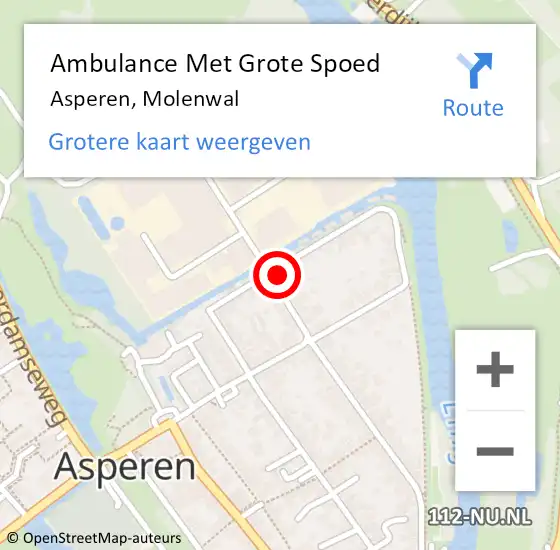 Locatie op kaart van de 112 melding: Ambulance Met Grote Spoed Naar Asperen, Molenwal op 6 juli 2021 00:31