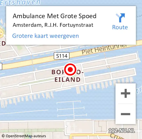 Locatie op kaart van de 112 melding: Ambulance Met Grote Spoed Naar Amsterdam, R.J.H. Fortuynstraat op 6 juli 2021 00:41