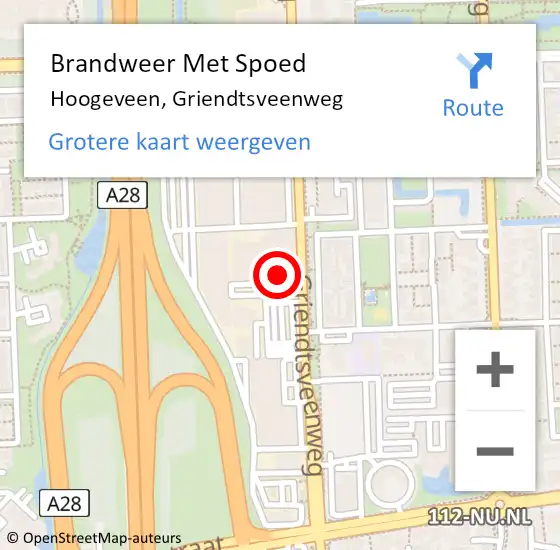 Locatie op kaart van de 112 melding: Brandweer Met Spoed Naar Hoogeveen, Griendtsveenweg op 6 juli 2021 00:56