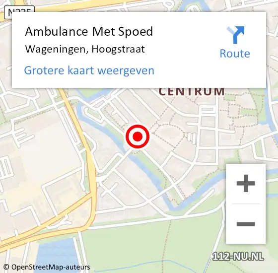 Locatie op kaart van de 112 melding: Ambulance Met Spoed Naar Wageningen, Hoogstraat op 6 juli 2021 00:57