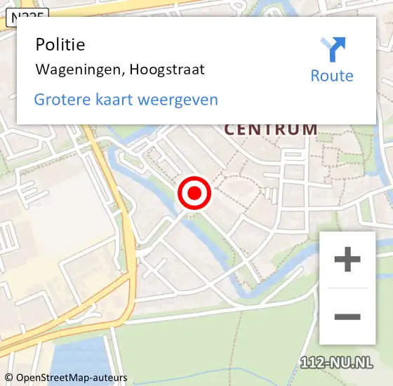 Locatie op kaart van de 112 melding: Politie Wageningen, Hoogstraat op 6 juli 2021 01:01