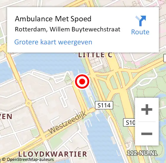 Locatie op kaart van de 112 melding: Ambulance Met Spoed Naar Rotterdam, Willem Buytewechstraat op 6 juli 2021 01:04