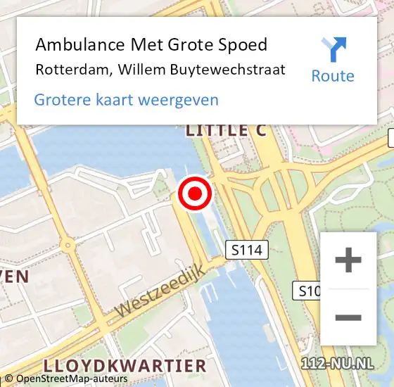 Locatie op kaart van de 112 melding: Ambulance Met Grote Spoed Naar Rotterdam, Willem Buytewechstraat op 6 juli 2021 01:05