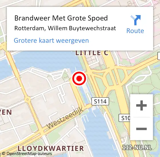 Locatie op kaart van de 112 melding: Brandweer Met Grote Spoed Naar Rotterdam, Willem Buytewechstraat op 6 juli 2021 01:05