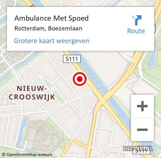 Locatie op kaart van de 112 melding: Ambulance Met Spoed Naar Rotterdam, Boezemlaan op 6 juli 2021 01:22
