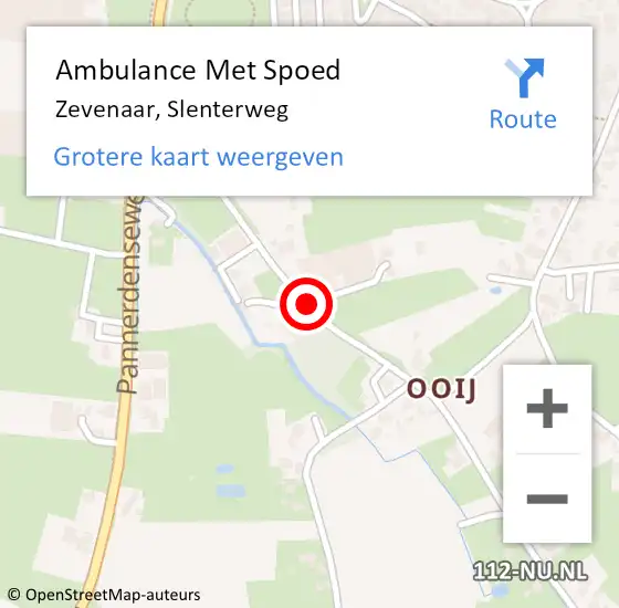 Locatie op kaart van de 112 melding: Ambulance Met Spoed Naar Zevenaar, Slenterweg op 6 juli 2021 01:34