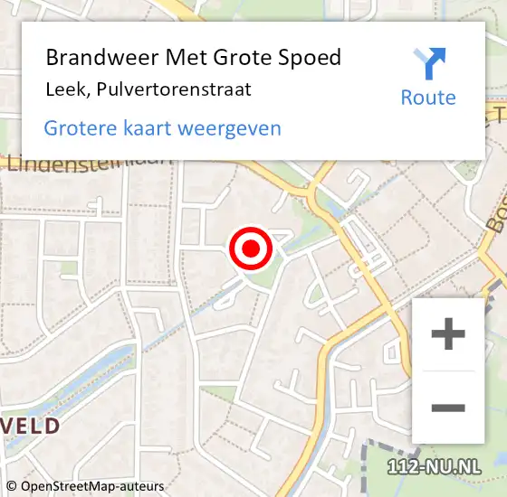 Locatie op kaart van de 112 melding: Brandweer Met Grote Spoed Naar Leek, Pulvertorenstraat op 6 juli 2021 01:53