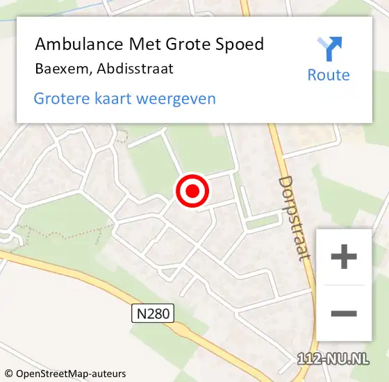 Locatie op kaart van de 112 melding: Ambulance Met Grote Spoed Naar Baexem, Abdisstraat op 6 juli 2021 01:57