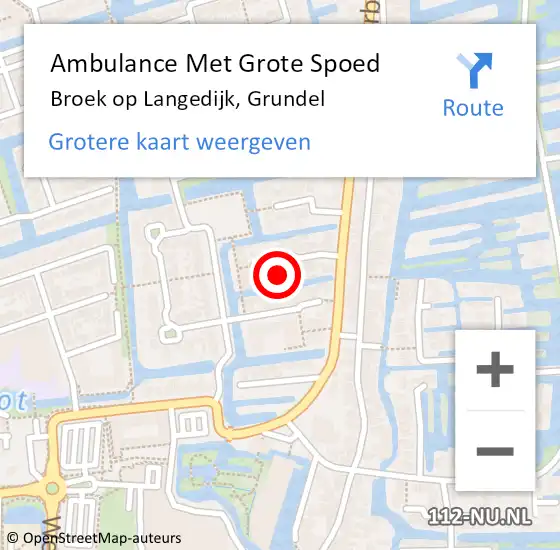 Locatie op kaart van de 112 melding: Ambulance Met Grote Spoed Naar Broek op Langedijk, Grundel op 6 juli 2021 02:32