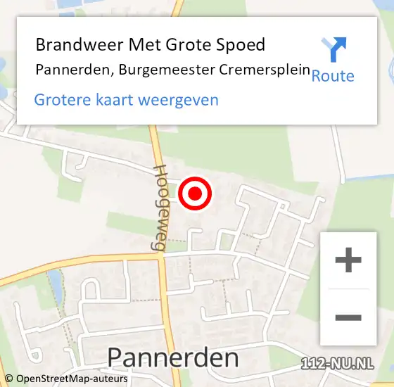 Locatie op kaart van de 112 melding: Brandweer Met Grote Spoed Naar Pannerden, Burgemeester Cremersplein op 6 juli 2021 02:37