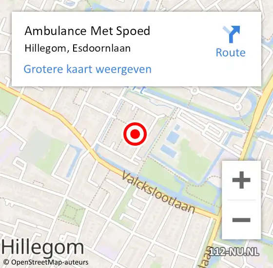 Locatie op kaart van de 112 melding: Ambulance Met Spoed Naar Hillegom, Esdoornlaan op 6 juli 2021 02:50