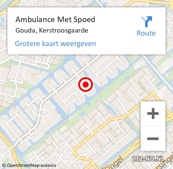 Locatie op kaart van de 112 melding: Ambulance Met Spoed Naar Gouda, Kerstroosgaarde op 6 juli 2021 02:52