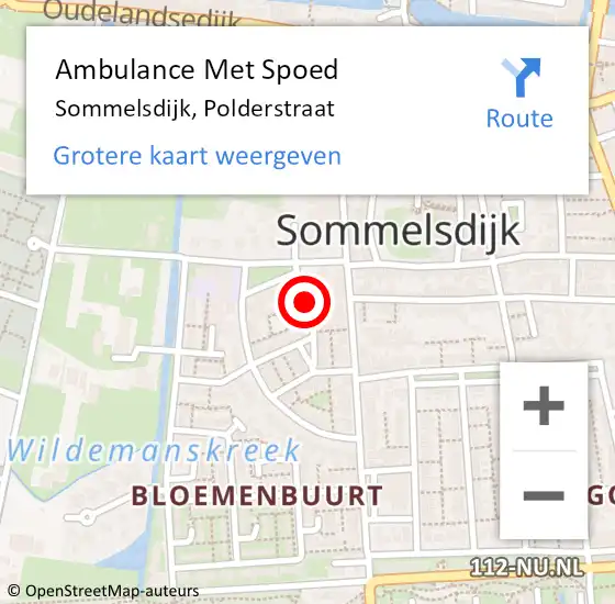 Locatie op kaart van de 112 melding: Ambulance Met Spoed Naar Sommelsdijk, Polderstraat op 6 juli 2021 04:49