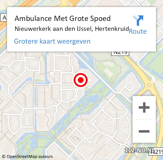 Locatie op kaart van de 112 melding: Ambulance Met Grote Spoed Naar Nieuwerkerk aan den IJssel, Hertenkruid op 6 juli 2021 04:50