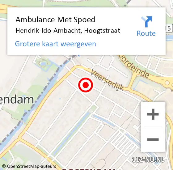 Locatie op kaart van de 112 melding: Ambulance Met Spoed Naar Hendrik-Ido-Ambacht, Hoogtstraat op 6 juli 2021 05:20