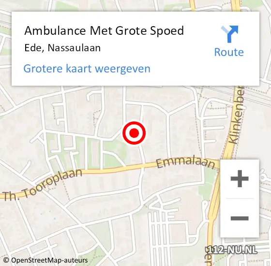 Locatie op kaart van de 112 melding: Ambulance Met Grote Spoed Naar Ede, Nassaulaan op 6 juli 2021 05:47