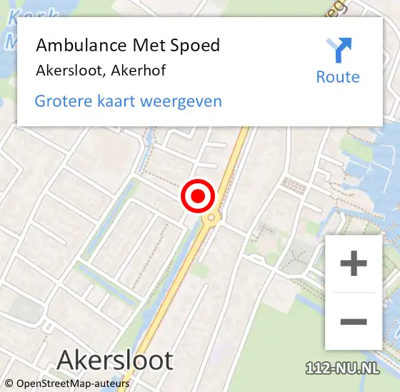 Locatie op kaart van de 112 melding: Ambulance Met Spoed Naar Akersloot, Akerhof op 6 juli 2021 06:10