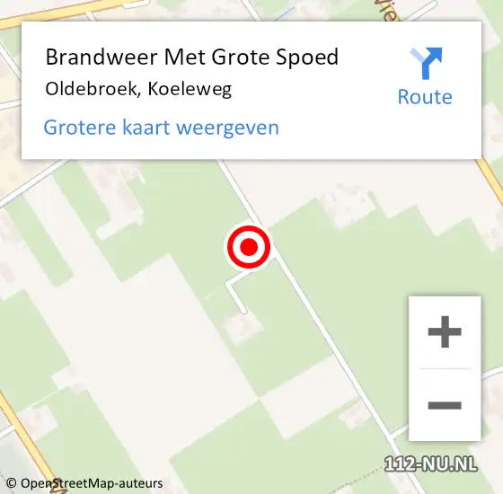 Locatie op kaart van de 112 melding: Brandweer Met Grote Spoed Naar Oldebroek, Koeleweg op 5 oktober 2013 07:40