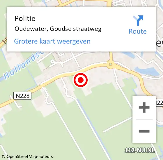 Locatie op kaart van de 112 melding: Politie Oudewater, Goudse straatweg op 6 juli 2021 06:56