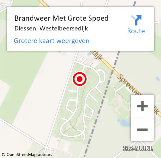 Locatie op kaart van de 112 melding: Brandweer Met Grote Spoed Naar Diessen, Westelbeersedijk op 6 juli 2021 07:37