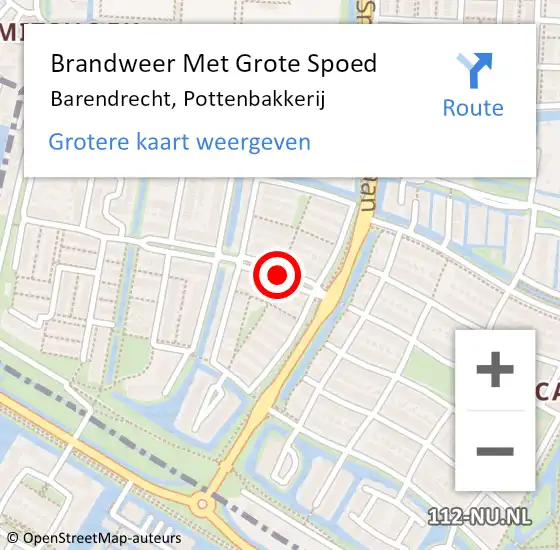 Locatie op kaart van de 112 melding: Brandweer Met Grote Spoed Naar Barendrecht, Pottenbakkerij op 6 juli 2021 08:05