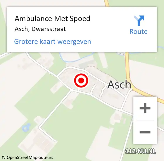 Locatie op kaart van de 112 melding: Ambulance Met Spoed Naar Asch, Dwarsstraat op 6 juli 2021 08:05