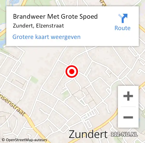 Locatie op kaart van de 112 melding: Brandweer Met Grote Spoed Naar Zundert, Elzenstraat op 6 juli 2021 08:39