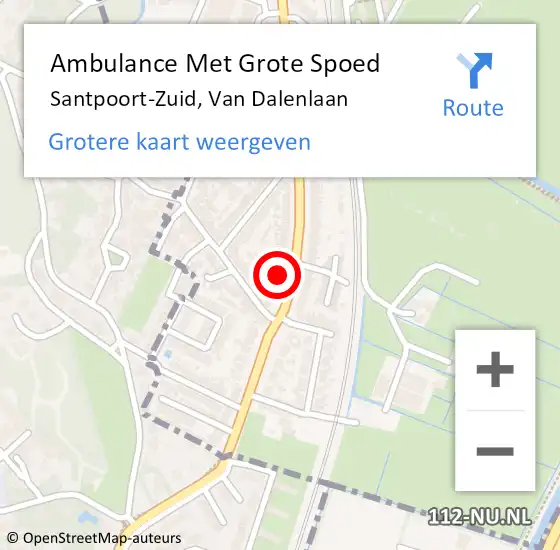 Locatie op kaart van de 112 melding: Ambulance Met Grote Spoed Naar Santpoort-Zuid, Van Dalenlaan op 6 juli 2021 08:40