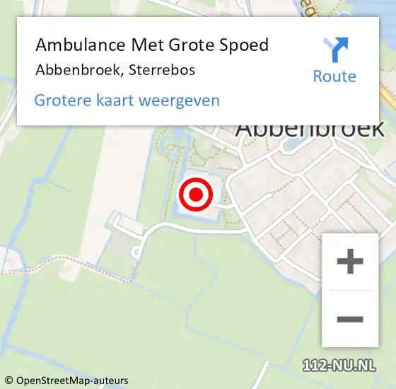 Locatie op kaart van de 112 melding: Ambulance Met Grote Spoed Naar Abbenbroek, Sterrebos op 6 juli 2021 09:22