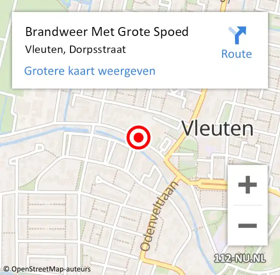 Locatie op kaart van de 112 melding: Brandweer Met Grote Spoed Naar Vleuten, Dorpsstraat op 6 juli 2021 09:31