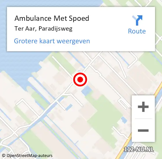 Locatie op kaart van de 112 melding: Ambulance Met Spoed Naar Ter Aar, Paradijsweg op 6 juli 2021 09:33