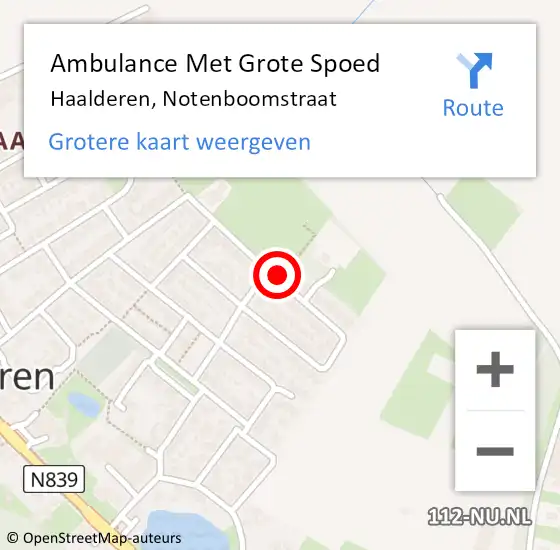 Locatie op kaart van de 112 melding: Ambulance Met Grote Spoed Naar Haalderen, Notenboomstraat op 6 juli 2021 09:40