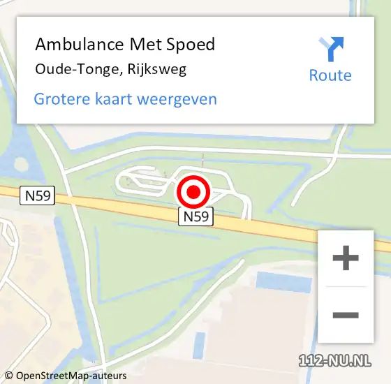 Locatie op kaart van de 112 melding: Ambulance Met Spoed Naar Oude-Tonge, Rijksweg op 6 juli 2021 09:59
