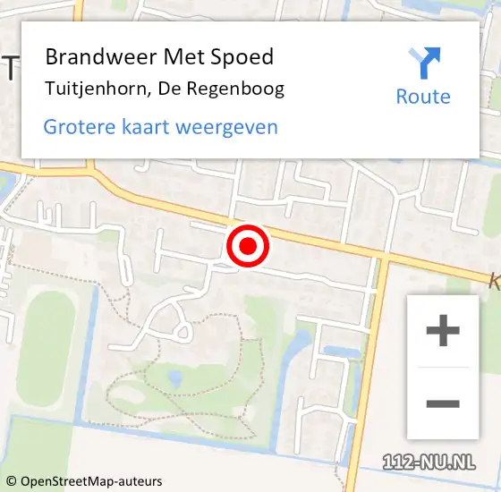 Locatie op kaart van de 112 melding: Brandweer Met Spoed Naar Tuitjenhorn, De Regenboog op 6 juli 2021 10:04
