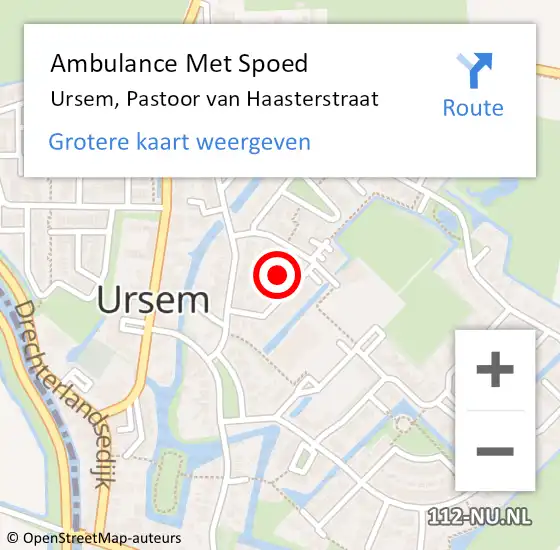 Locatie op kaart van de 112 melding: Ambulance Met Spoed Naar Ursem, Pastoor van Haasterstraat op 6 juli 2021 10:05