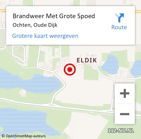 Locatie op kaart van de 112 melding: Brandweer Met Grote Spoed Naar Ochten, Oude Dijk op 6 juli 2021 10:06