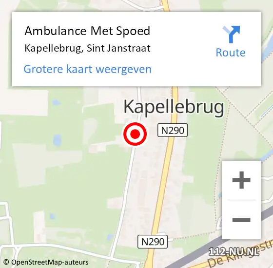 Locatie op kaart van de 112 melding: Ambulance Met Spoed Naar Kapellebrug, Sint Janstraat op 15 juni 2014 14:55