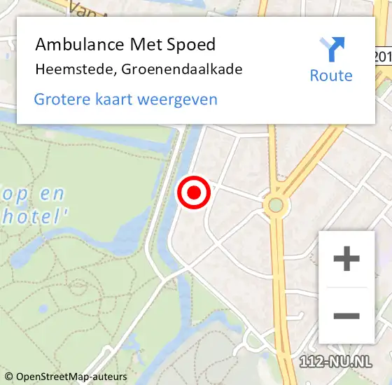 Locatie op kaart van de 112 melding: Ambulance Met Spoed Naar Heemstede, Groenendaalkade op 6 juli 2021 10:27