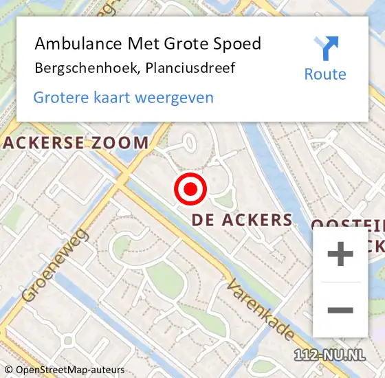 Locatie op kaart van de 112 melding: Ambulance Met Grote Spoed Naar Bergschenhoek, Planciusdreef op 6 juli 2021 10:29