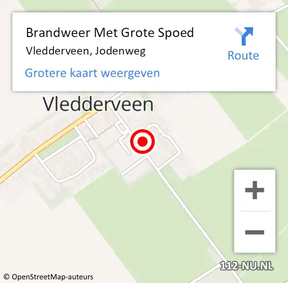 Locatie op kaart van de 112 melding: Brandweer Met Grote Spoed Naar Vledderveen, Jodenweg op 6 juli 2021 10:36