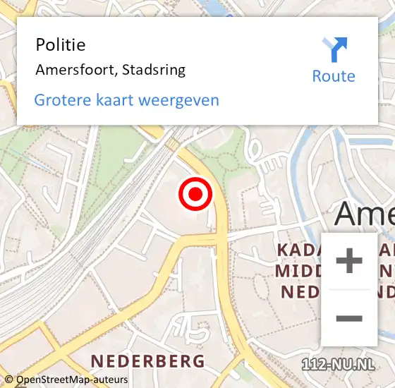 Locatie op kaart van de 112 melding: Politie Amersfoort, Stadsring op 6 juli 2021 10:45