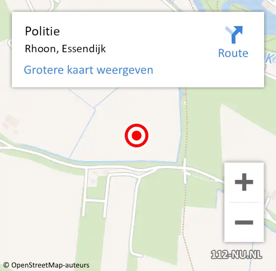 Locatie op kaart van de 112 melding: Politie Rhoon, Essendijk op 6 juli 2021 10:51