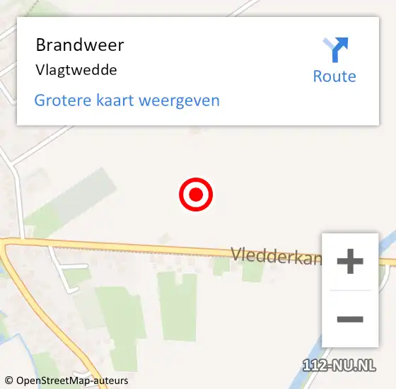 Locatie op kaart van de 112 melding: Brandweer Vlagtwedde op 6 juli 2021 11:00